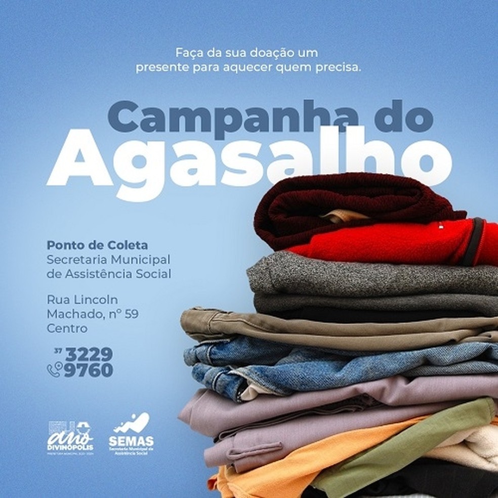 Campanha do Agasalho em Divinópolis  — Foto: Prefeitura de Divinópolis/Divulgação 
