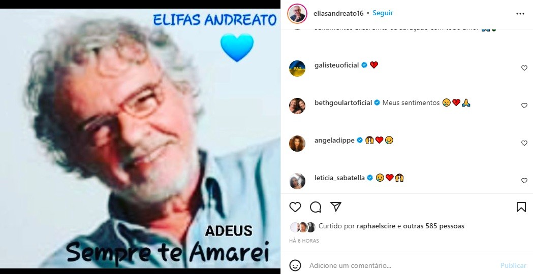 Famoso lamentam morte de Elifas Andreato em post feito pelo irmão, Elias Andreato (Foto: Reprodução/Instagram)
