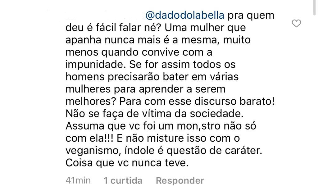 Internauta opina sobre tapa que Dado Dolabella deu em Luana Piovani (Foto: Reprodução/Instagram) Internauta opina sobre tapa que Dado Dolabella deu em Luana Piovani (Foto: Reprodução/Instagram)
