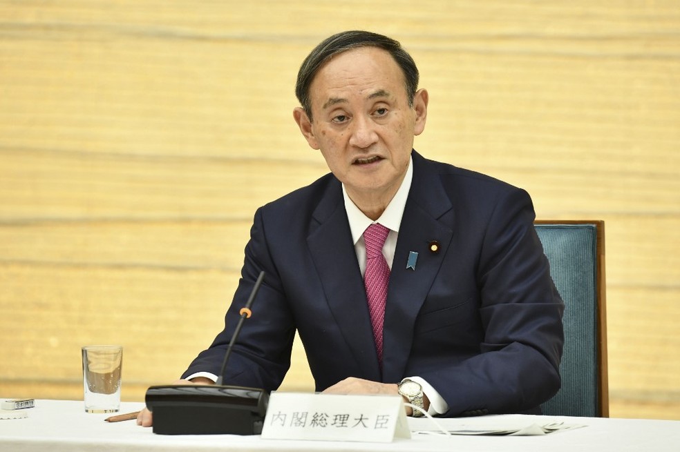 O primeiro-ministro do Japão, Yoshihide Suga, em foto de 22 de janeiro — Foto: Kazuhiro Nogi/AFP