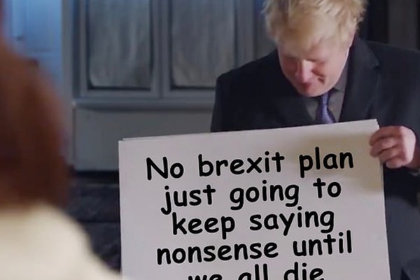 Uma montagem fazendo piada com o vídeo estrelado por Boris Johnson (Foto: Reprodução)