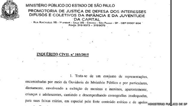 Ministério Público abre inquérito sobre 'sexualização' de MC Melody (Foto: Ministério Público de SP)