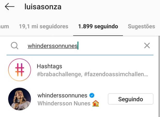 Apesar de unfollow de Whindersson Nunes, Luísa Sonza continua seguindo o ex-marido (Foto: Reprodução/Instagram)
