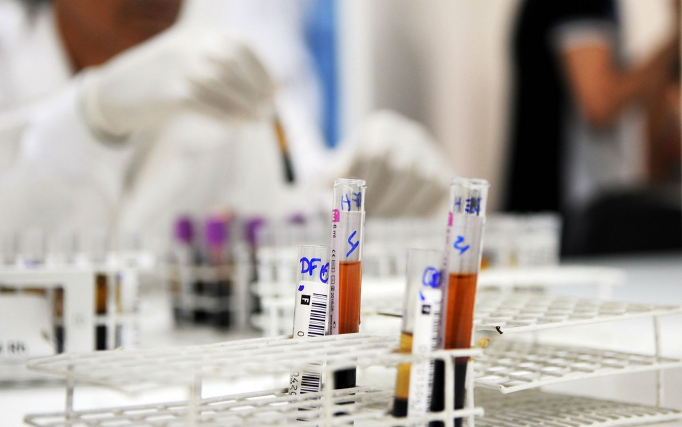Técnico separa amostras de sangue no Hemocentro de Brasília, no Distrito Federal — Foto: Gabriel Jabur/GDF/Divulgação