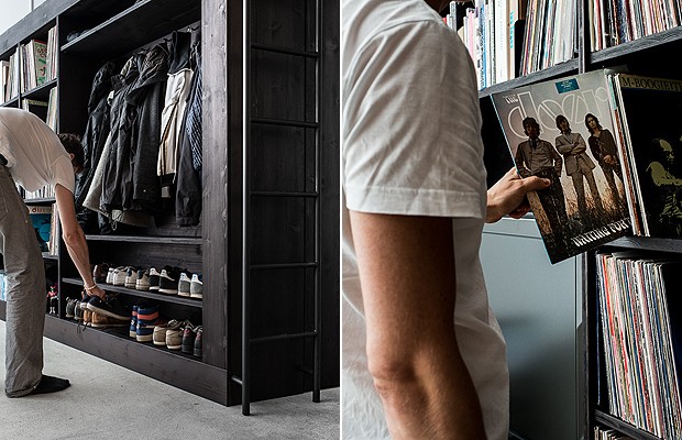 Agora o designer tem espaço para guardar roupas e discos (Foto: Divulgação)