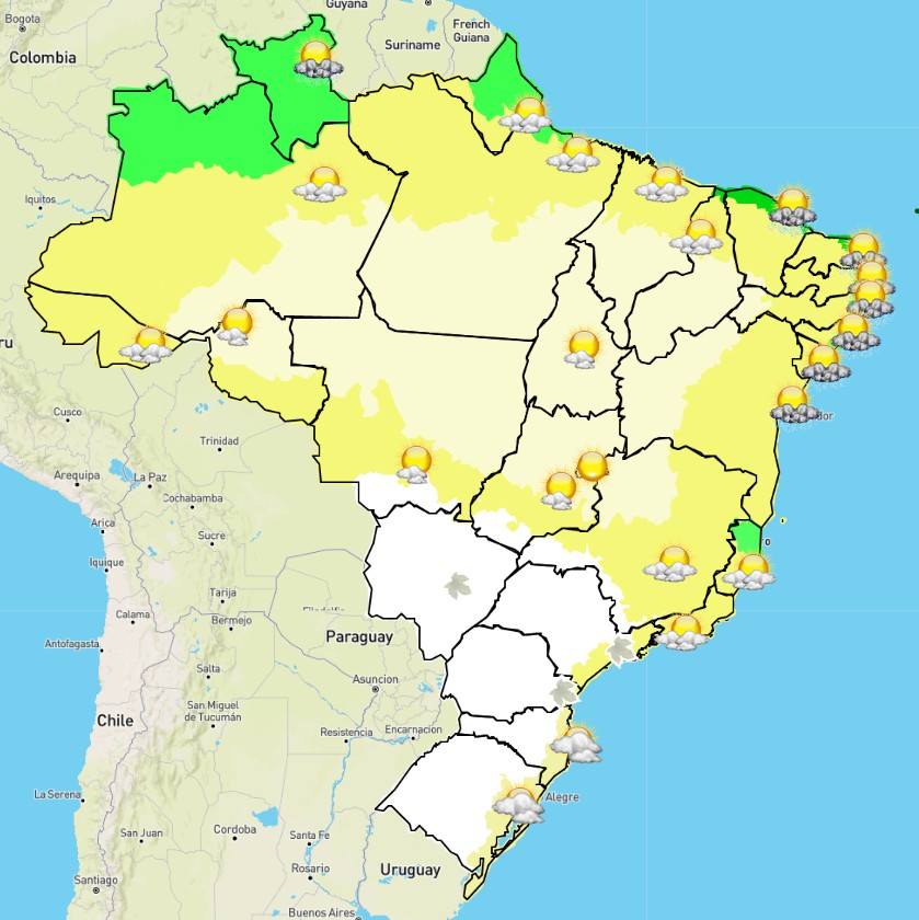 Mapa do Brasil feito pelo Inmet alerta para frio intenso no país nesta quarta-feira (30/6) (Foto: Reprodução/Inmet)