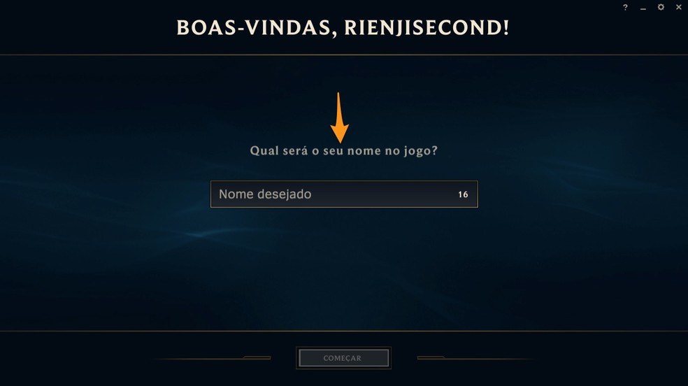 Escolha seu nome na tela inicial do League of Legends (Foto: Reprodução/Felipe Vinha)