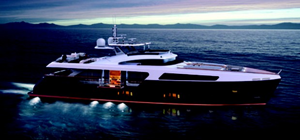 O 100´Limited Edition, da MCP Yachts: o mais sofisticado barco metálico já construído no Brasil possui 100 pés e comporta até 30 pessoas (Foto: Divulgação)