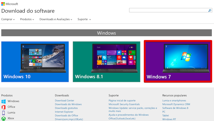 Acesse a página de recuperação de software da Microsoft (Foto: Reprodução/Helito Bijora) 