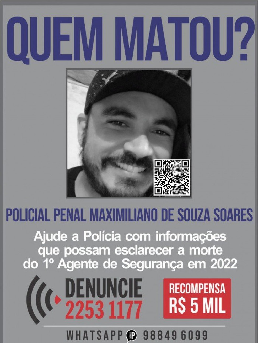 Recompensa de R$ 5 mil é oferecida em troca de informações sobre homicídio em Volta Redonda — Foto: Divulgação/Portal dos Procurados