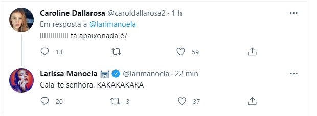 Caroline Dallarosa comenta texto de Larissa Manoela (Foto: Reprodução/Twitter)
