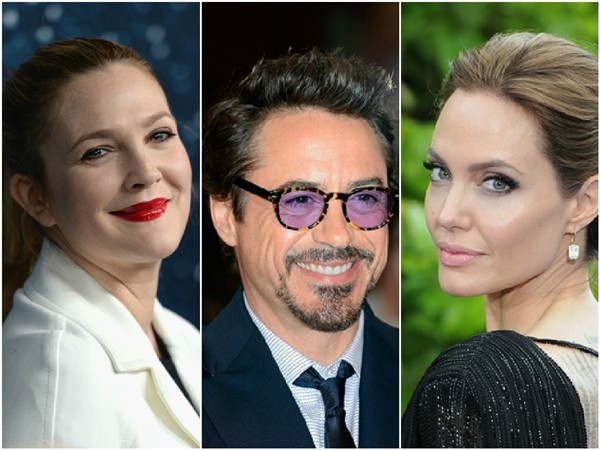 Drew Barrymore, Robert Downey Jr. e Angelina Jolie (Foto: Getty Images)