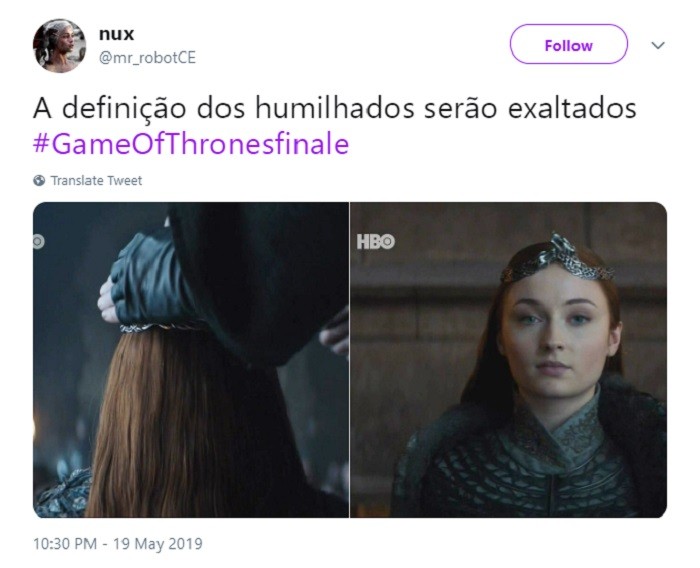 Sansa Stark como Rainha do Norte agradou! (Foto: Reprodução/Twitter)