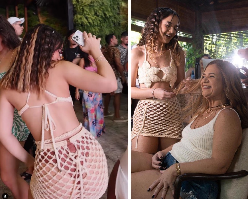 Mel Maia dançou com as amigas e brincou com a mãe, Débora — Foto: Reprodução/Instagram