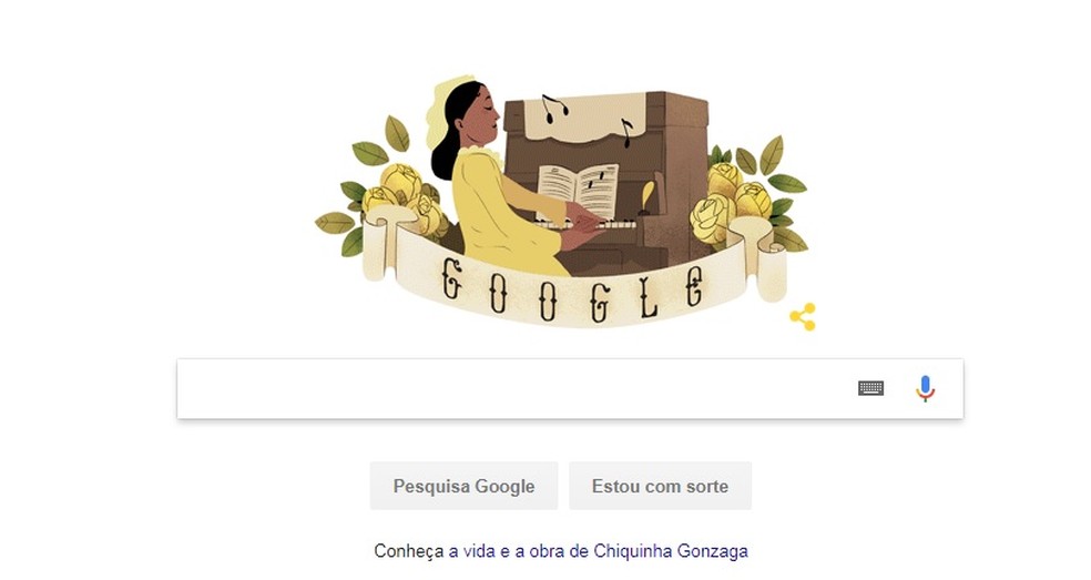 Chiquinha Gonzaga é homenageada por doodle do Google — Foto: Reprodução