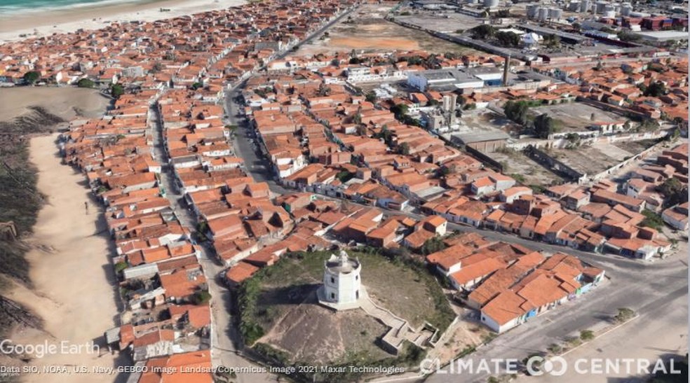 Fortaleza, região do Farol do Mucuripe: situação atual — Foto: Climate Central/Divulgação