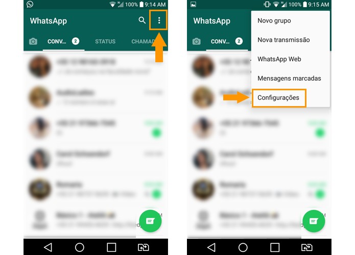 Abra as configurações do WhatsApp no Android (Foto: Reprodução/Aline Batista)