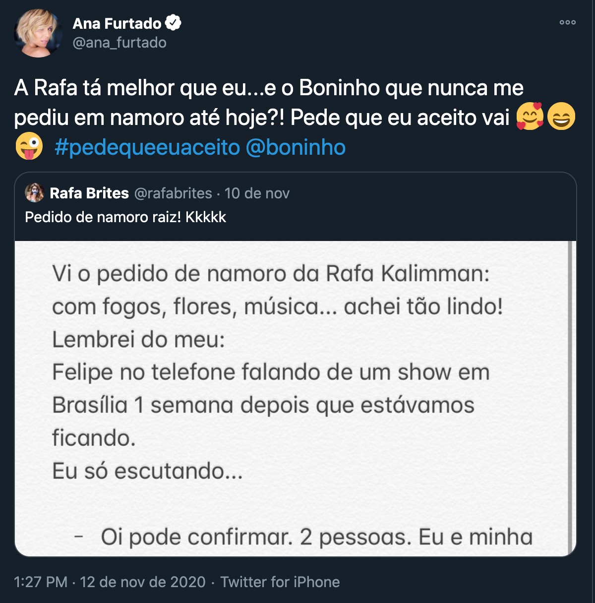 Ana Furtado revela que Boninho nunca a pediu em namoro (Foto: Reprodução/ Twitter)