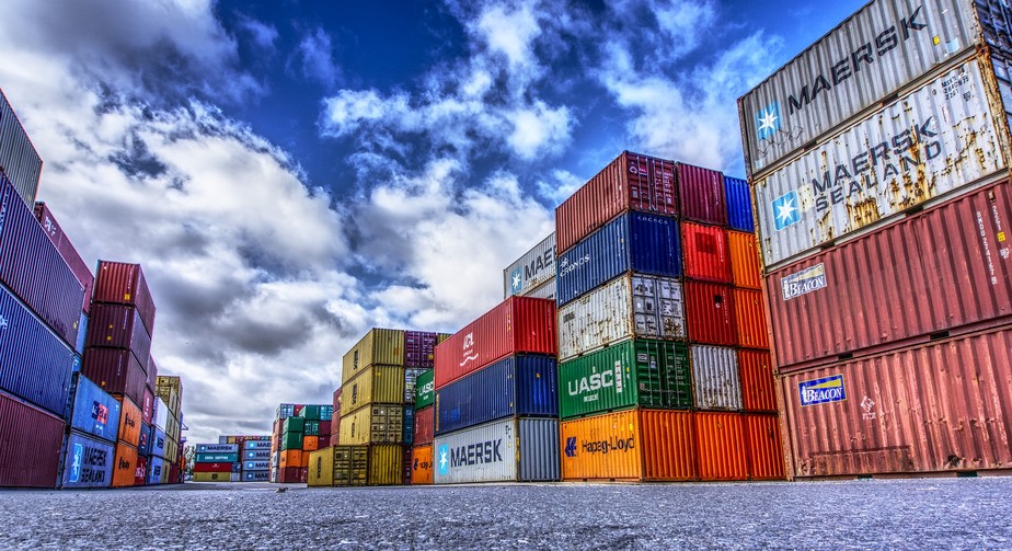 Porto, container, exportação, importação, balança, comercial, navio