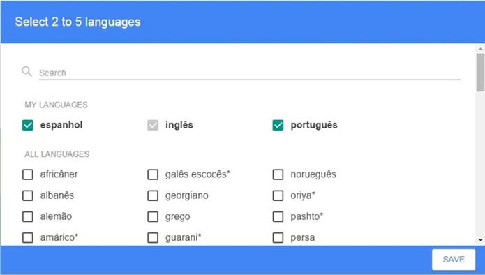 Escolha as línguas em que você quer contribuir (Foto: Reprodução/Google)