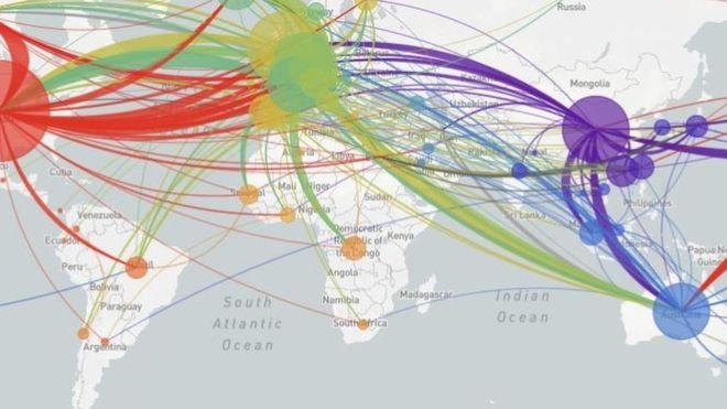 Site NextStrain apresenta mapeamento das variações genéticas do vírus e as conexões entre os casos ao redor do mundo (Foto: Reprodução)