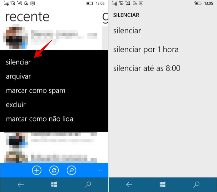 Silenciando notificações do Messenger no Windows Phone (Foto: Reprodução/Helito Bijora) 