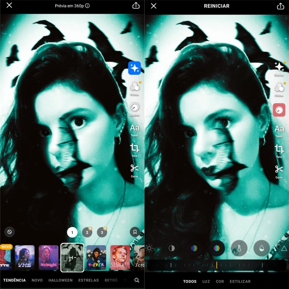 O Prequel reúne grande variedade de filtros e efeitos — Foto: Reprodução/Clara Fabro