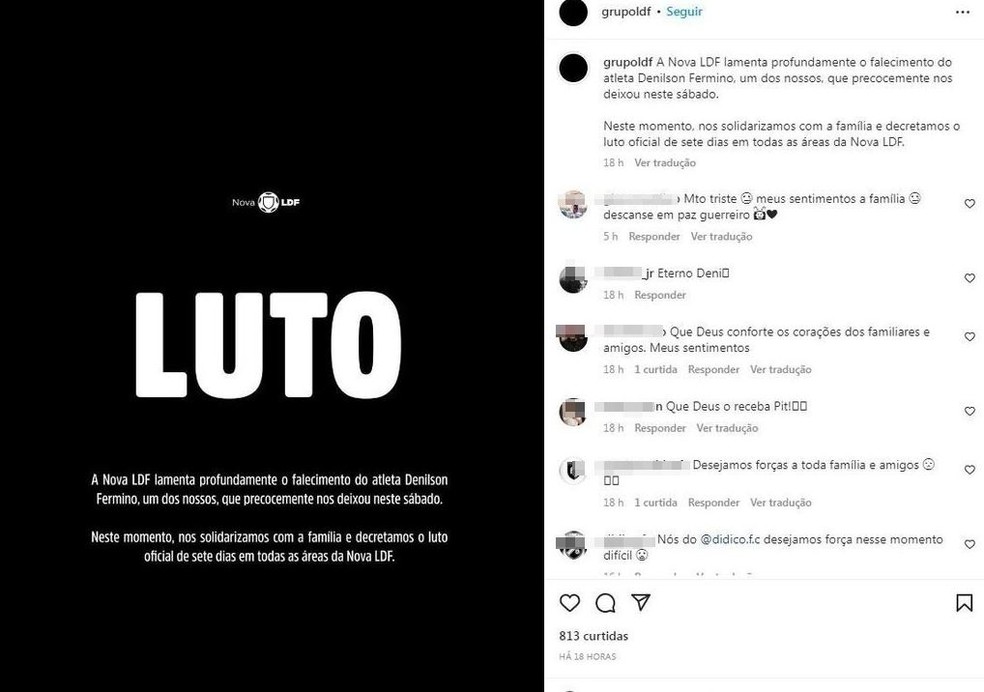 Grupo decretou luto pelas redes sociais — Foto: Redes sociais/ Reprodução