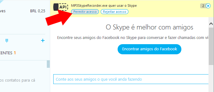 Permite acesso ao MP3 Skype Recorder (Foto: Reprodução/Paulo Alves)