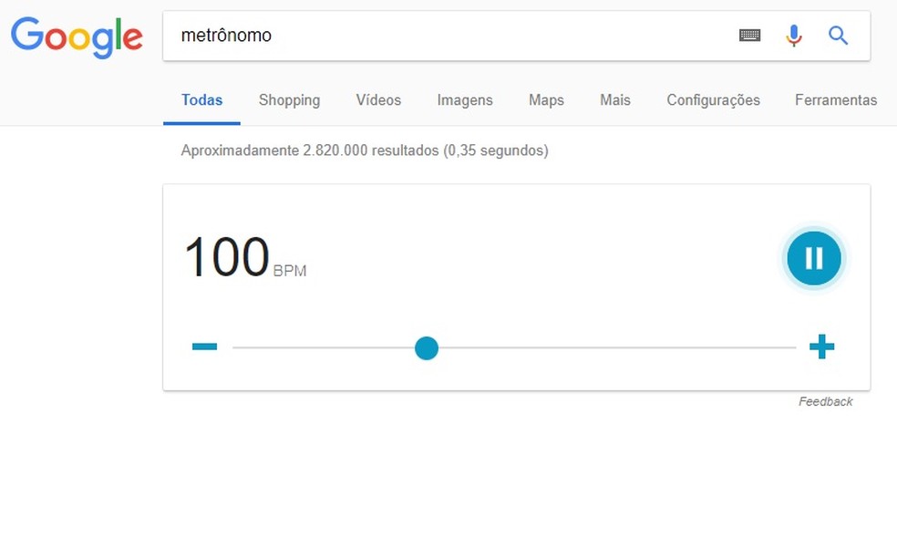 Google tem metrônomo digital para controlar ritmo de músicas (Foto: Reprodução/Rodrigo Fernandes)