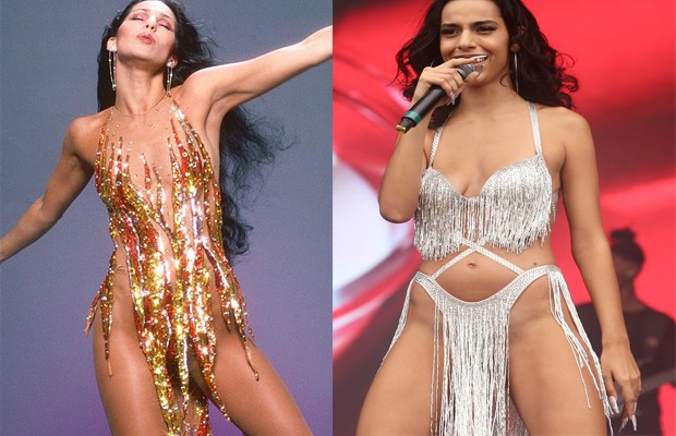 Inspirada na Cher, Marina Sena usa look bordado com cristais (Foto: Getty/ Iwi Onodera/ Brazil News)