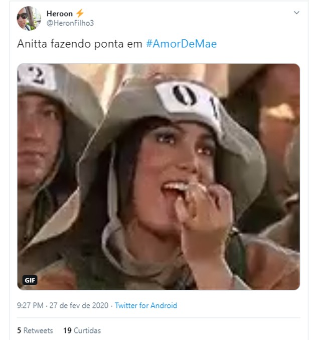 Participação de Anitta em Amor de Mãe repercute na web (Foto: Reprodução/Twitter)
