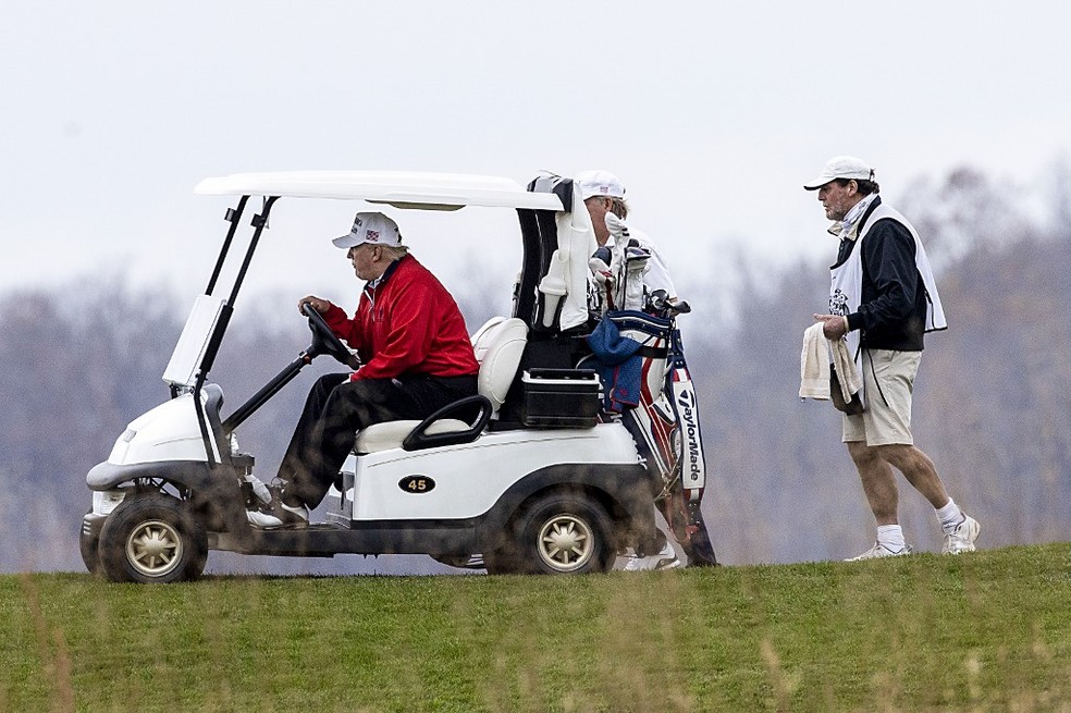 Trump vai jogar golfe em Sterling, na Virginia, durante cúpula virtual do G20 — Foto:  Tasos Katopodis/Getty Images/AFP