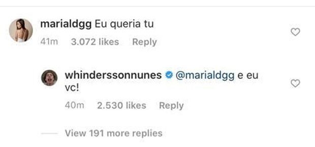 Whindersson Nunes e Maria Lina flertam nas redes sociais (Foto: Reprodução / Instagram)