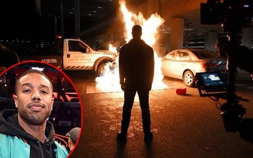 Michael B. Jordan dispensa dublê e entra em carro em chamas em filme