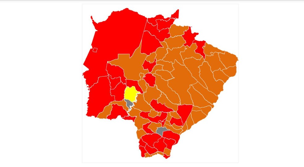 Novo mapa de classificação de risco para a pandemia do programa Prosseguir do governo de MS — Foto: Reprodução