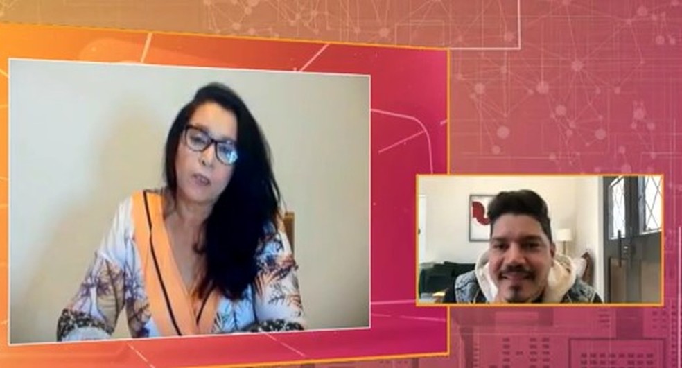 Marizete mandou recado surpresa para o filho Diego, da dupla com Henrique, no 'Encontro' — Foto: TV Globo
