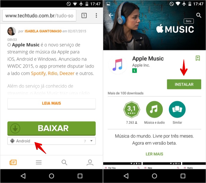 Instalando o Apple Music no Android (Foto: Reprodução/Helito Bijora)
