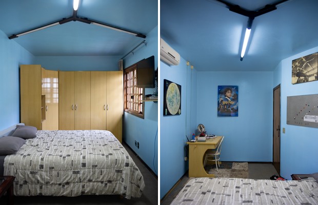 Décor do dia: branco, azul e cinza ampliam quarto de casal  (Foto: Matheus Iltchechen)