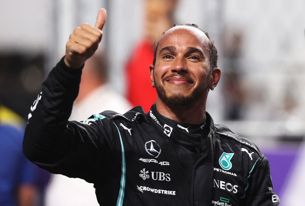 Lewis Hamilton conquistou quinta pole position de 2021 neste sábado, no GP da Arábia Saudita da F1 — Foto:  Lars Baron/Getty Images