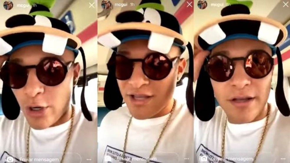 MC Gui postou vídeos em que ria de uma criança em um trem na Disney — Foto: Reprodução/Instagram/MCGui