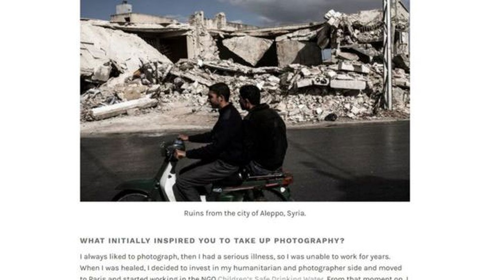 Segundo o fake brasileiro, eles eram moradores da cidade de Aleppo, na Síria. A imagem, que foi invertida, pertence ao fotógrafo americano Daniel C. Britt (Foto: Reprodução/Instagram)