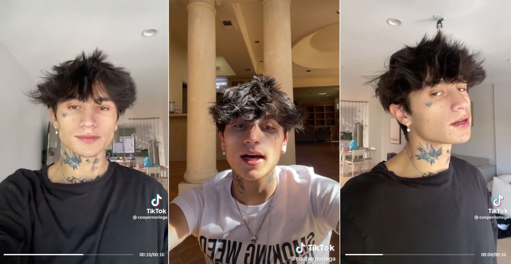 Cooper Noriega em publicações no TikTok — Foto: Reprodução/TikTok/coopernoriega