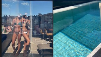 Sabrina Sato tem curtido a companhia das amigas. Na foto, ela posa em sua piscina com Helo Rocha — Foto: Reprodução