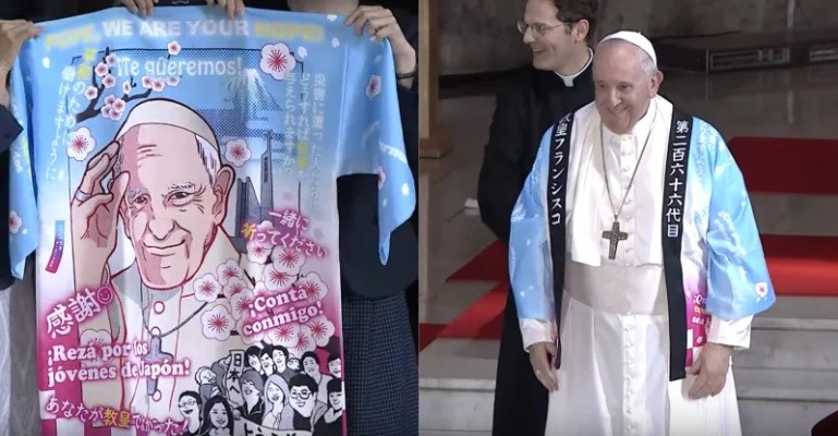 Papa Francisco usa roupa de anime em viagem ao Japão (Foto: Reprodução )