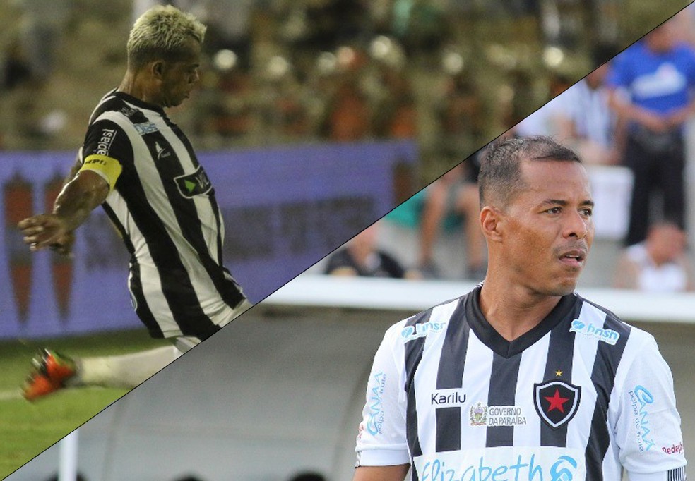 O Clássico Tradição vai colocar Marcelinho Paraíba (à esquerda) e  Marcos Aurélio (à direita) frente a frente (Foto: Arte: GloboEsporte.com/pb; Raniery Soares/Paraíba Press; Nádya Araújo/Botafogo-PB)