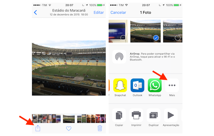Acessando as opções extras de compartilhamento do iOS para ativar o Instagram (Foto: Reprodução/Marvin Costa)