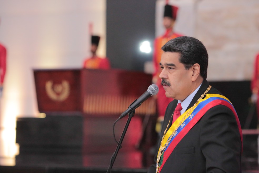 Nicolás Maduro durante discurso no Panteão Nacional, em agosto de 2019 — Foto: Francisco Batista / Presidência Venezuela / AFP