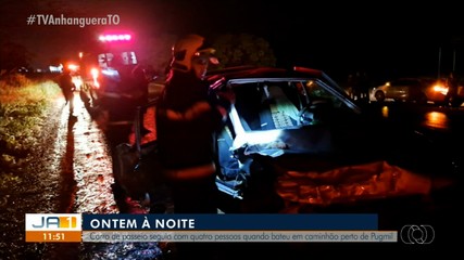 Carro de passeio colide com caminhão na BR-153, próximo a Pugmil