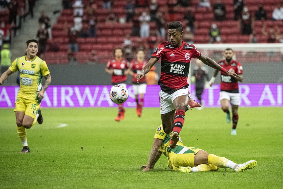 Vitória do Flamengo sobre o Defensa y Justicia, pelas oitavas da Libertadores, contou com a presença do público no Mané Garrincha — Foto: Alexandre Vidal/Flamengo
